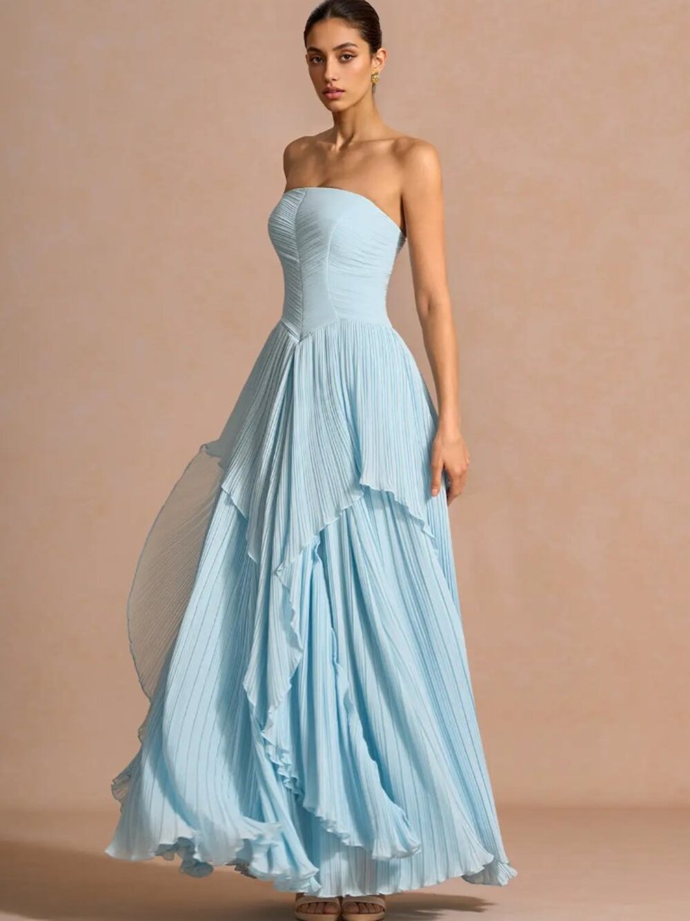 Azazie Atelier Kerensa Sky Blue Maxi Dress Bridesmaid Wedding Occasion